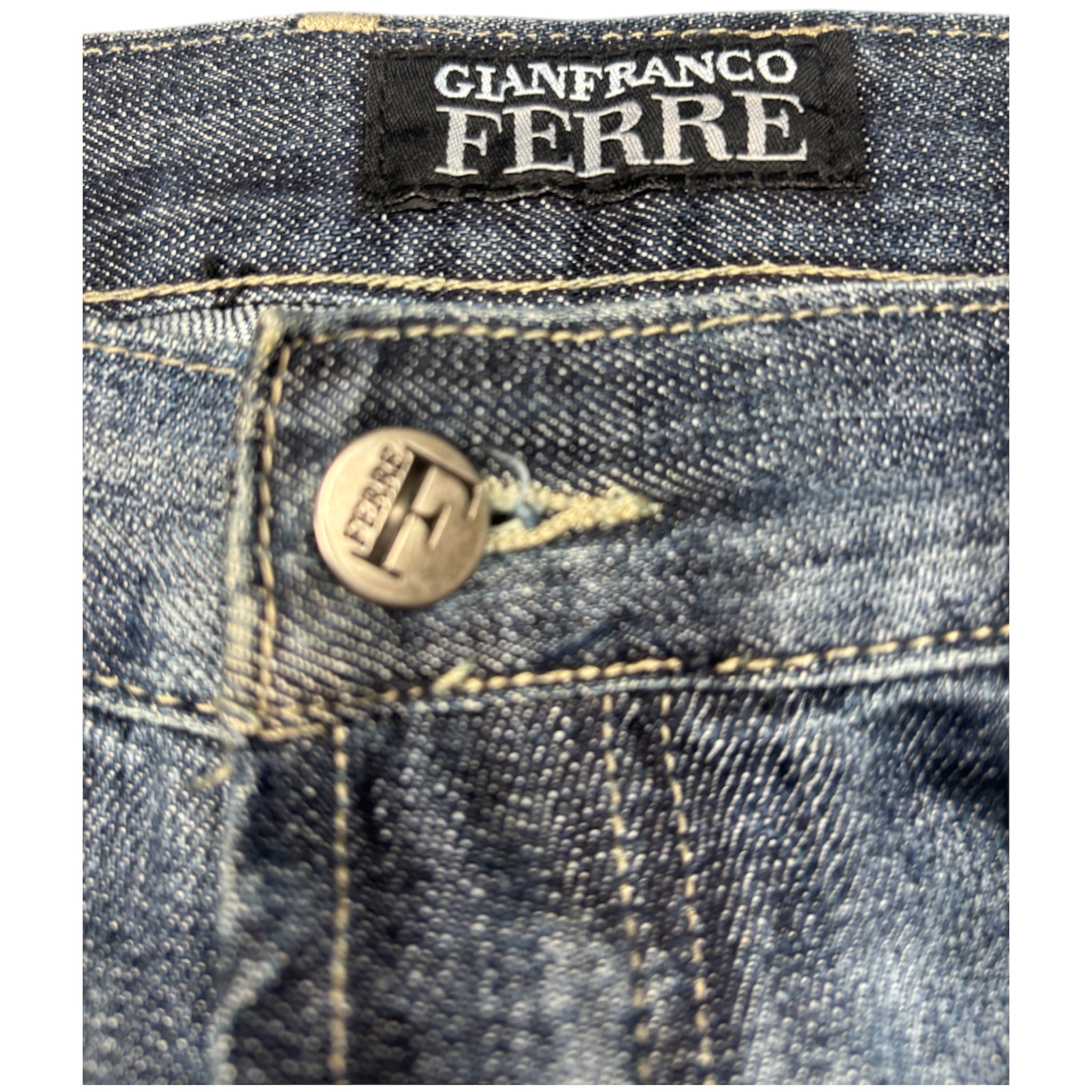 Vintage Gianfranco Ferre Flared Jeans|Washed Denim Look|Size M|